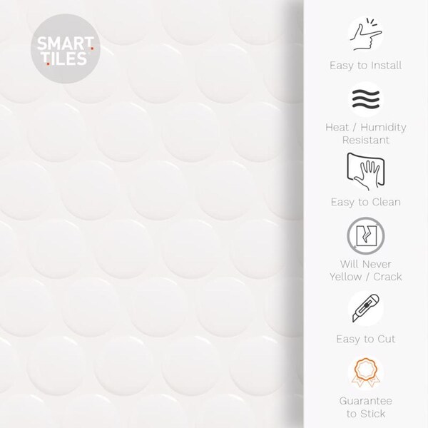 Smart Tiles Smart Tiles 8.95 in. W X 8.98 in. L White Glazed Vinyl Adhesive Wall Tile 4 pc - SM1184G-04-QG