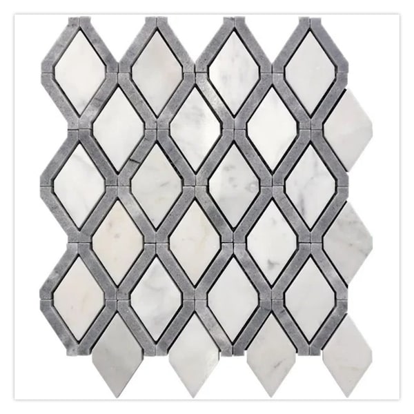 Apollo Tile 11x11 in. Polished Soft White, Stone Mosaic Diamond Wall and Floor Tile 4.2 sq ft/case, 5PK - APLTRL8810A