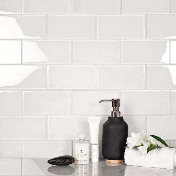 Apollo Tile 3X6 Frosted Soft White Subway Glass Tile 5 Sq.Ft., 40PK - APLA99066M36EC100