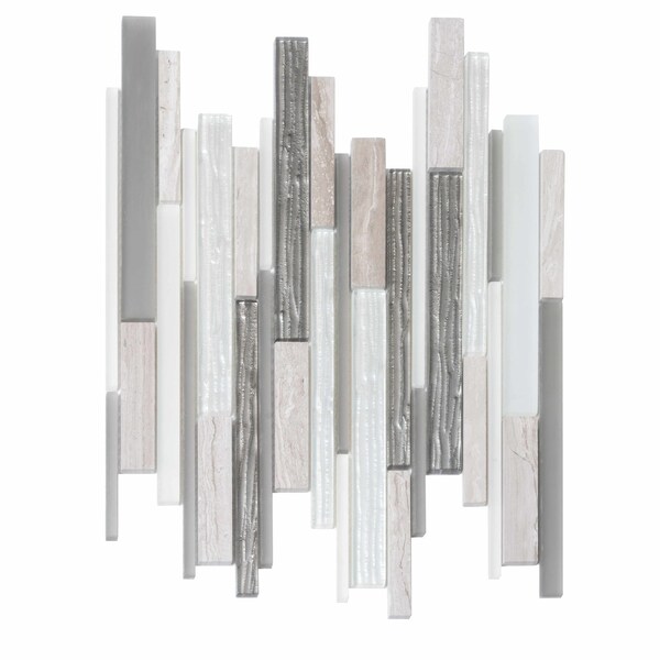 Apollo Tile Gray Stone Waterfall 4.83 sq.ft 11.8 in. x11.8 in. Glass&Mrbl Mosaic Tile, 5PK - APLCAS99011EC21