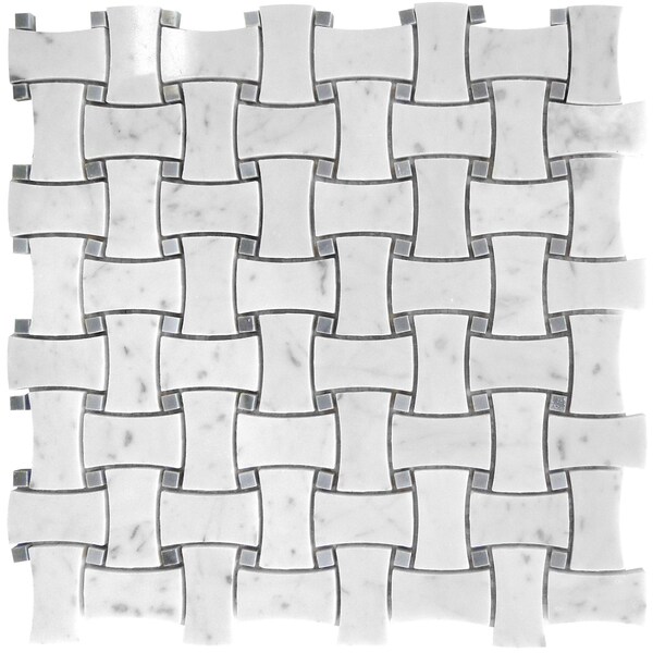 Apollo Tile Carrara & Bardiglio Basket Weave 5 sq.ft 12 in. x12 in. Marble Mosaic Tile, 5PK - APLSE99B10EC45