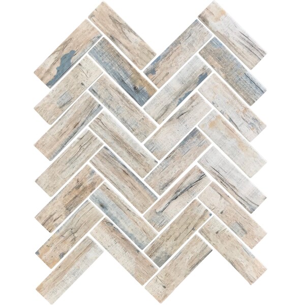 Apollo Tile Blu/Beige Herringbone 9.63 sq.ft 11 in. X12.6 in. Recycled Glass Mosaic Tile, 10PK - APLNNC9906BLEC35