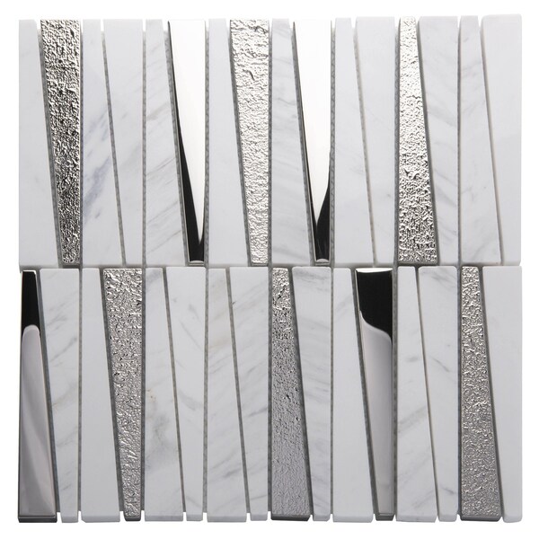 Apollo Tile White Elements 4.83 sq.ft 11.8 in. x11.8 in. Glass And Marble Mosaic Tile, 5PK - APLHTC9953299MEC10