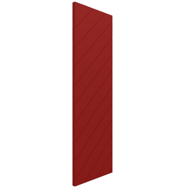 Ekena Millwork 12W x 27H True Fit PVC Diagonal Slat Modern Style Fixed Mount Shutters, Fire Red, PR - TFP001DG12X027BR