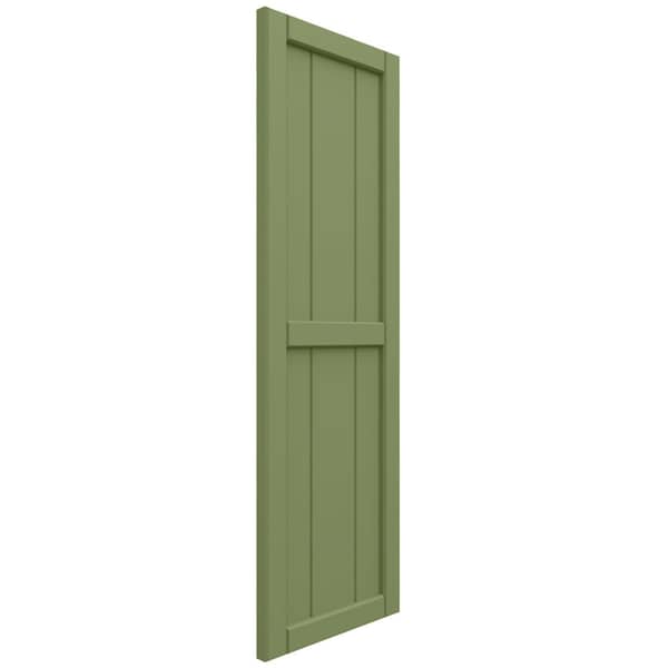 Ekena Millwork True Fit PVC, Four Board Framed Board-n-Batten Shutters, Moss Green, 21 1/2W x 63H, PR - TFP101BF21X063MG