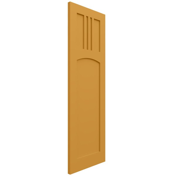 Ekena Millwork True Fit PVC San Miguel Mission Style Fixed Mount Shutters, Turmeric, 12W x 31H, PR - TFP001SM12X031TU