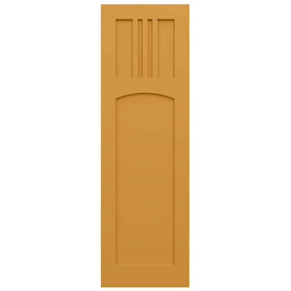 Ekena Millwork True Fit PVC San Miguel Mission Style Fixed Mount Shutters, Turmeric, 12W x 31H, PR - TFP001SM12X031TU