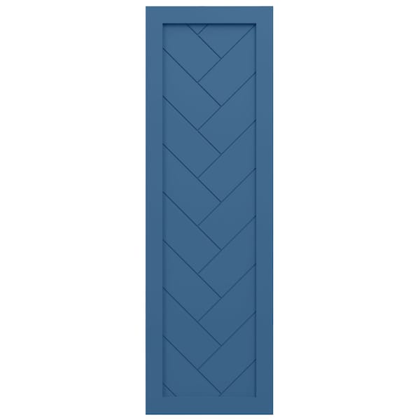 Ekena Millwork True Fit PVC Single Panel Herringbone Modern Style Fixed Mount Shutters, Sojourn Blue, 12W x 78H, PR - TFP001HB12X078HB