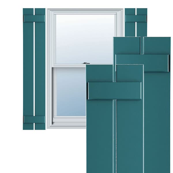 Ekena Millwork True Fit PVC, Two Board Spaced Board-n-Batten Shutters, Antigua, 11 1/4W x 30H, PR - TFP101SBF11X030AN