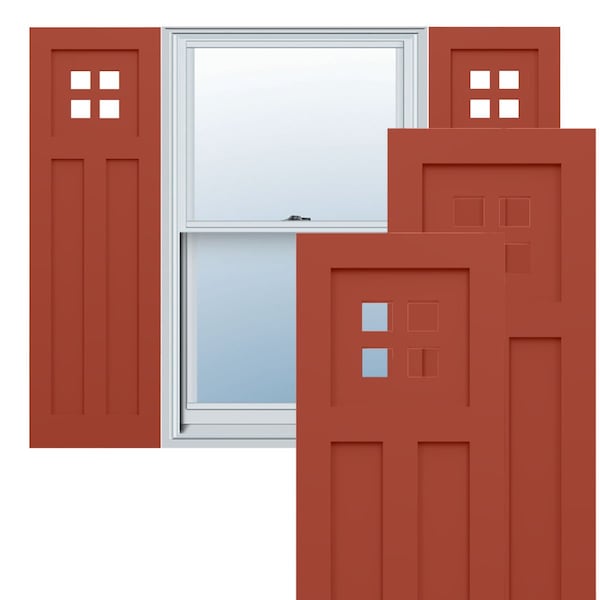 Ekena Millwork True Fit PVC San Antonio Mission Style Fixed Mount Shutters, Colorful Leaves, 15W x 57H, PR - TFP001ST15X057CL