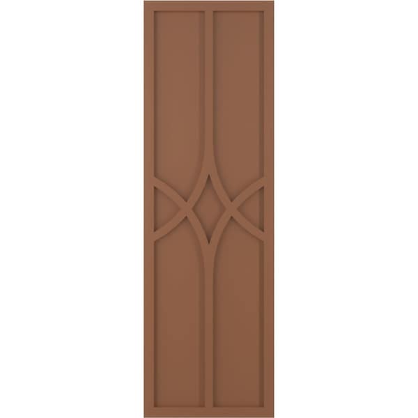 Ekena Millwork True Fit PVC Cedar Park Fixed Mount Shutters, Burnt Toffee, 18W x 77H, PR - TFP001CP18X077BT