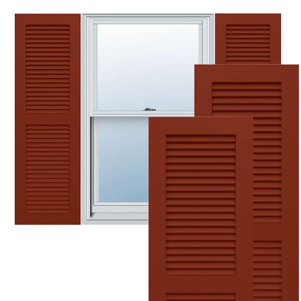 Ekena Millwork True Fit PVC Two Equal Louver Shutters, Pepper Red, 18W x 34H, PR - TFP101LVF18X034MR