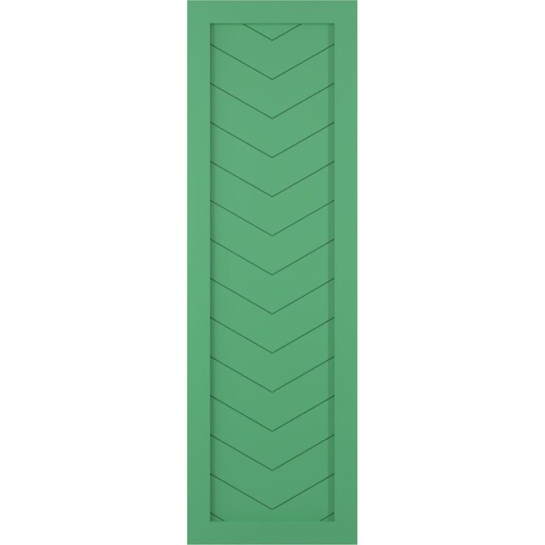 Ekena Millwork True Fit PVC Single Panel Chevron Modern Style Fixed Mount Shutters, Lilly Pads, 12W x 42H, PR - TFP001CV12X042LP