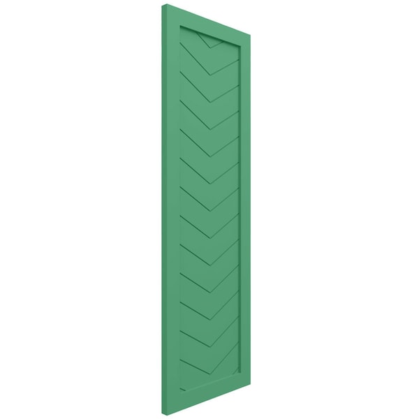 Ekena Millwork True Fit PVC Single Panel Chevron Modern Style Fixed Mount Shutters, Lilly Pads, 12W x 42H, PR - TFP001CV12X042LP