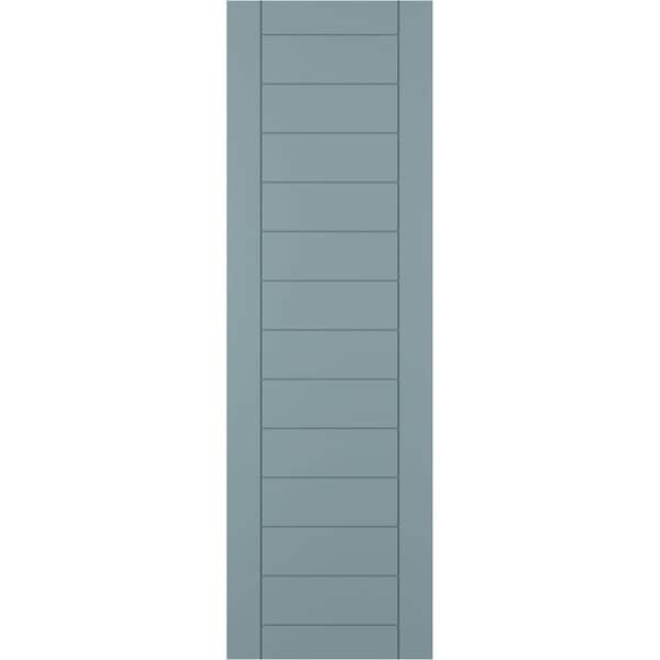 Ekena Millwork True Fit PVC Horizontal Slat Framed Modern Style Fixed Mount Shutters, Peaceful Blue, 15W x 48H, PR - TFP001HF15X048SB