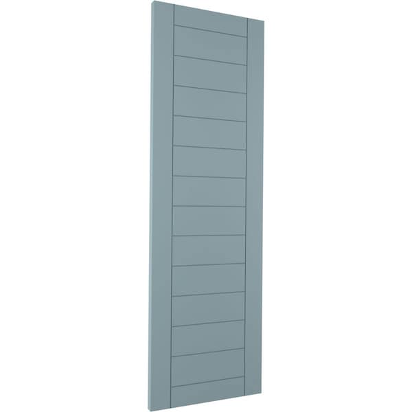 Ekena Millwork True Fit PVC Horizontal Slat Framed Modern Style Fixed Mount Shutters, Peaceful Blue, 15W x 48H, PR - TFP001HF15X048SB