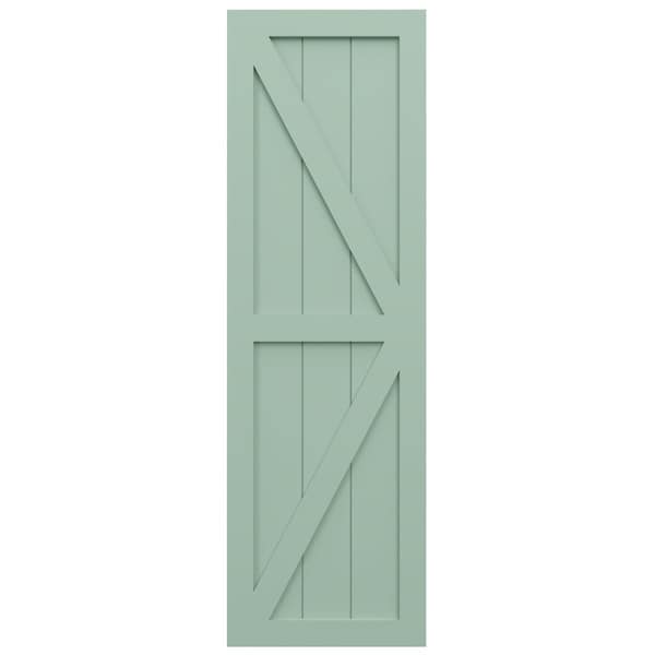 Ekena Millwork True Fit PVC Two Equal Panel Farmhouse Fixed Mount Shutters w/ Z-Bar, Seaglass , 15W x 27H, PR - TFP102FH15X027SG