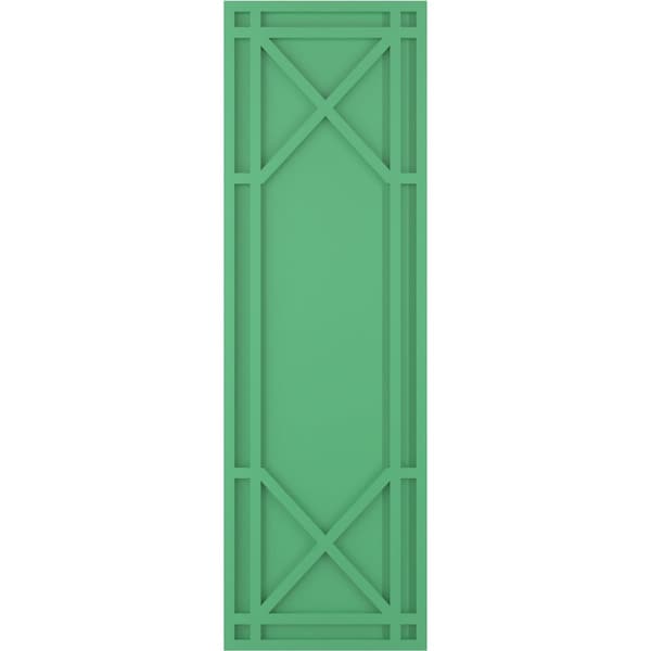 Ekena Millwork True Fit PVC Bungalow Fixed Mount Shutters, Lilly Pads, 15W x 26H, PR - TFP001BG15X026LP