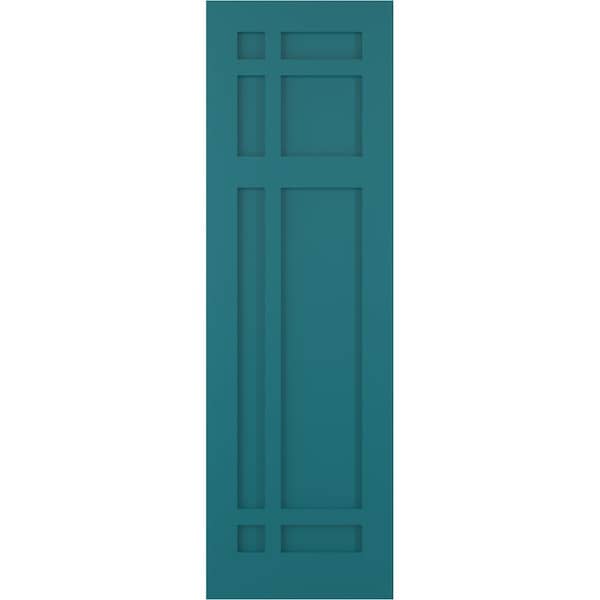 Ekena Millwork True Fit PVC San Juan Capistrano Mission Style Fixed Mount Shutters, Antigua, 18W x 56H, PR - TFP001SJ18X056AN
