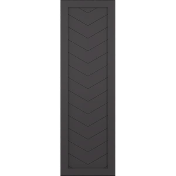 Ekena Millwork True Fit PVC Single Panel Chevron Modern Style Fixed Mount Shutters, Shadow Mountain, 12W x 35H, PR - TFP001CV12X035SM