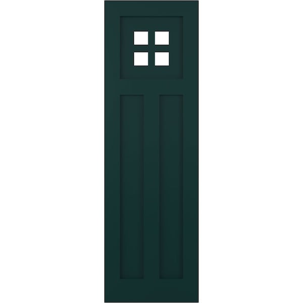 Ekena Millwork True Fit PVC San Antonio Mission Style Fixed Mount Shutters, Thermal Green, 12W x 38H, PR - TFP001ST12X038FG
