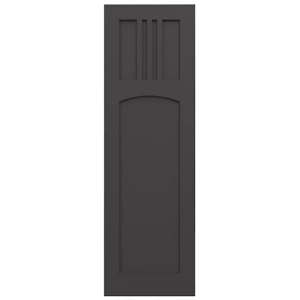 Ekena Millwork True Fit PVC San Miguel Mission Style Fixed Mount Shutters, Shadow Mountain, 18W x 66H, PR - TFP001SM18X066SM
