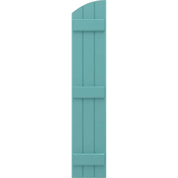 Ekena Millwork Americraft 3-Board (3 Batten) Wood Joined Board-n-Batten Shutters w/Ellipt Top, ARW401BE311X58PTH, PR - ARW401BE311X58PTH