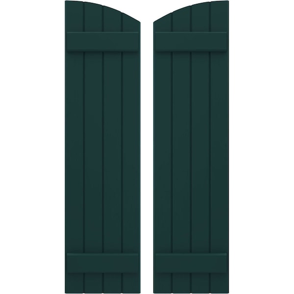 Ekena Millwork Americraft 4-Board (2 Batten) Wood Joined Board-n-Batten Shutters w/Ellipt Top, ARW101BE414X78FGH, PR - ARW101BE414X78FGH