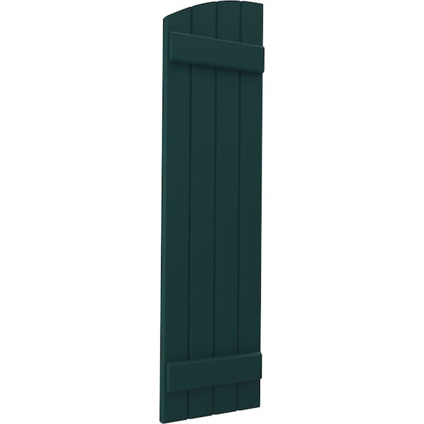 Ekena Millwork Americraft 4-Board (2 Batten) Wood Joined Board-n-Batten Shutters w/Ellipt Top, ARW101BE414X78FGH, PR - ARW101BE414X78FGH