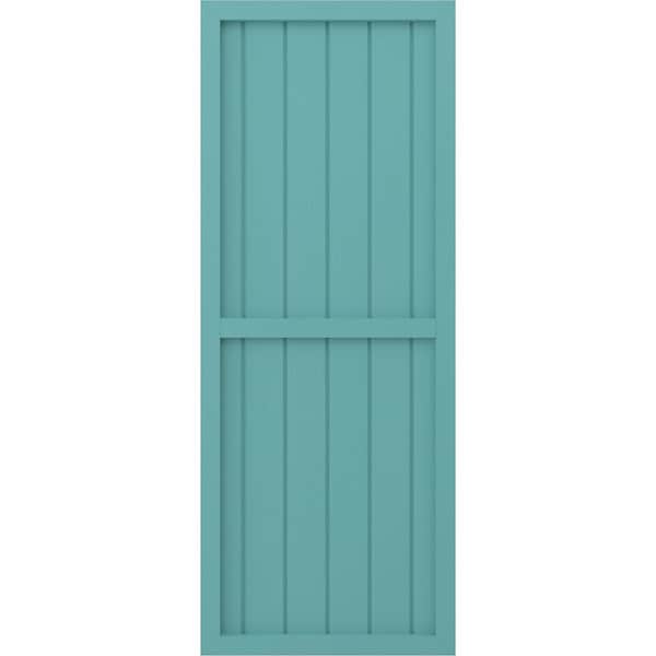 Ekena Millwork Americraft 6-Board Exterior Wood 2 Equal Panel Framed Board-n-Batten Shutters, ARW101BF621X74PTH, PR - ARW101BF621X74PTH