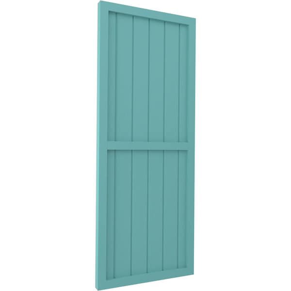 Ekena Millwork Americraft 6-Board Exterior Wood 2 Equal Panel Framed Board-n-Batten Shutters, ARW101BF621X74PTH, PR - ARW101BF621X74PTH