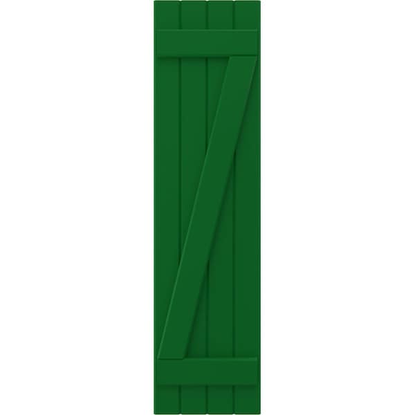 Ekena Millwork Americraft 4-Board (2 Batten) Wood Joined Board-n-Batten Shutters w/ Z-Bar, ARW102BB414X39HGH, PR - ARW102BB414X39HGH