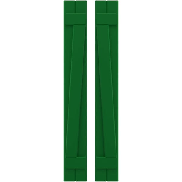 Ekena Millwork Americraft 2-Board (2 Batten) Wood Joined Board-n-Batten Shutters w/ Z-Bar, ARW102BB207X53HGH, PR - ARW102BB207X53HGH
