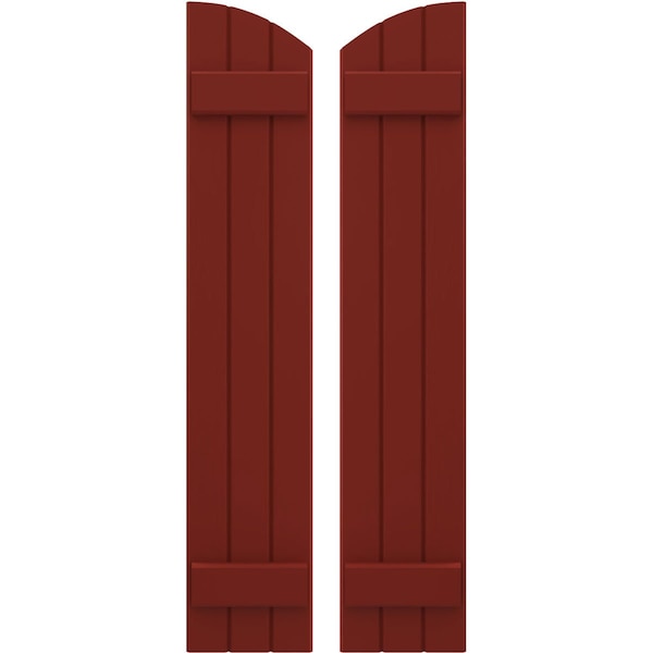 Ekena Millwork Americraft 3-Board (2 Batten) Wood Joined Board-n-Batten Shutters w/Ellipt Top, ARW101BE311X64MRH, PR - ARW101BE311X64MRH