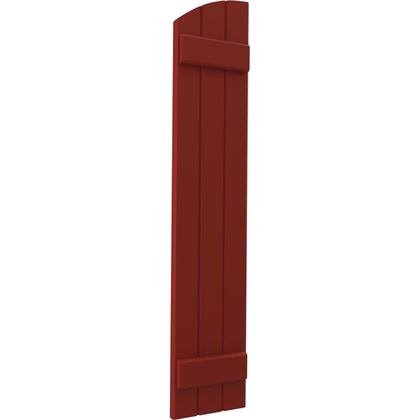 Ekena Millwork Americraft 3-Board (2 Batten) Wood Joined Board-n-Batten Shutters w/Ellipt Top, ARW101BE311X64MRH, PR - ARW101BE311X64MRH