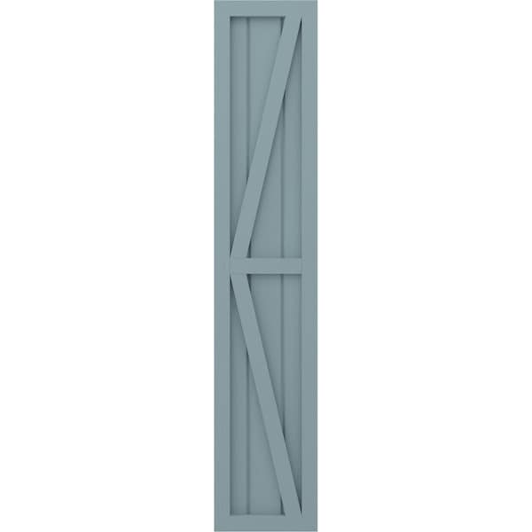 Ekena Millwork Americraft 3-Board Wood 2 Equal Panel Frmd Board-n-Batten Shutters w/Dubl Z-Bar, ARW102BF311X52SBH, PR - ARW102BF311X52SBH