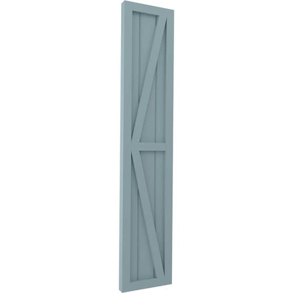 Ekena Millwork Americraft 3-Board Wood 2 Equal Panel Frmd Board-n-Batten Shutters w/Dubl Z-Bar, ARW102BF311X52SBH, PR - ARW102BF311X52SBH