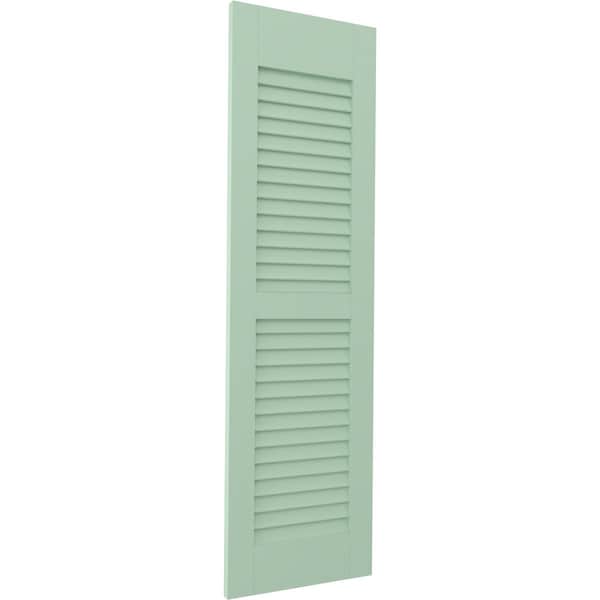 Ekena Millwork 12W x 54H Americraft Two Equal Louver Exterior Real Wood Shutters, Seaglass, PR - RW101LV12X54SGH