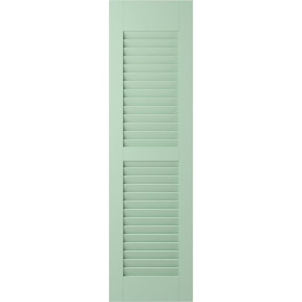 Ekena Millwork 12W x 54H Americraft Two Equal Louver Exterior Real Wood Shutters, Seaglass, PR - RW101LV12X54SGH