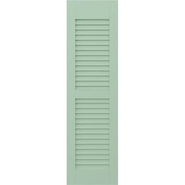 Ekena Millwork 12W x 54H Americraft Two Equal Louver Exterior Real Wood Shutters, Seaglass, PR - RW101LV12X54SGH