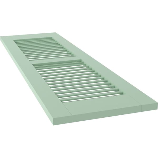 Ekena Millwork 12W x 54H Americraft Two Equal Louver Exterior Real Wood Shutters, Seaglass, PR - RW101LV12X54SGH