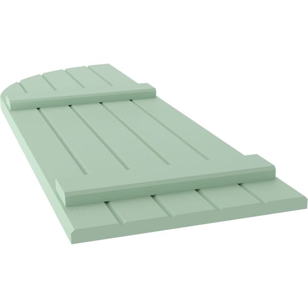 Ekena Millwork Americraft 5-Board (2 Batten) Wood Joined Board-n-Batten Shutters w/ Arch Top, ARW101BQ518X68SGH, PR - ARW101BQ518X68SGH