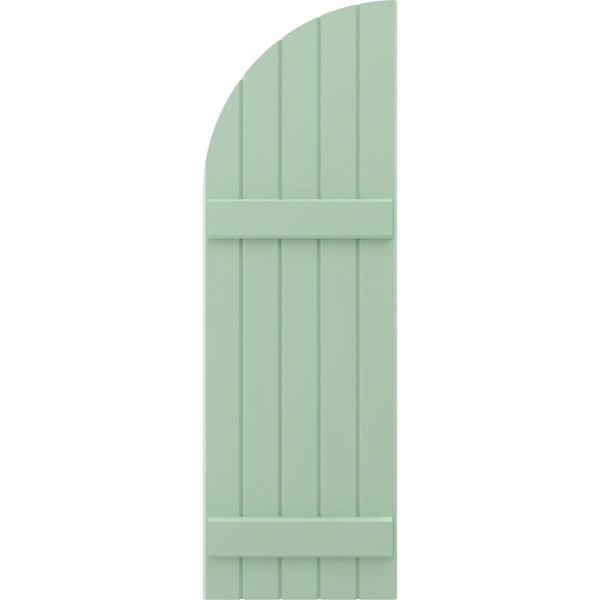 Ekena Millwork Americraft 5-Board (2 Batten) Wood Joined Board-n-Batten Shutters w/ Arch Top, ARW101BQ518X68SGH, PR - ARW101BQ518X68SGH