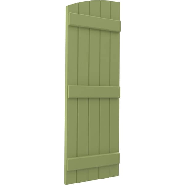 Ekena Millwork Americraft 5-Board (3 Batten) Wood Joined Board-n-Batten Shutters w/Ellipt Top, ARW401BE518X36MGH, PR - ARW401BE518X36MGH