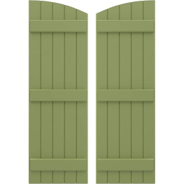 Ekena Millwork Americraft 5-Board (3 Batten) Wood Joined Board-n-Batten Shutters w/Ellipt Top, ARW401BE518X36MGH, PR - ARW401BE518X36MGH