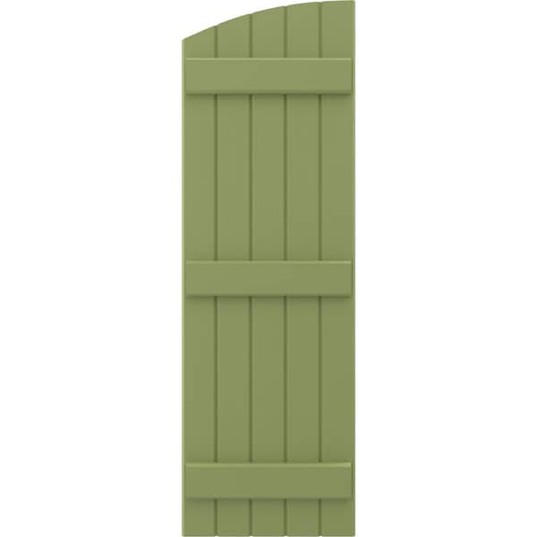 Ekena Millwork Americraft 5-Board (3 Batten) Wood Joined Board-n-Batten Shutters w/Ellipt Top, ARW401BE518X36MGH, PR - ARW401BE518X36MGH