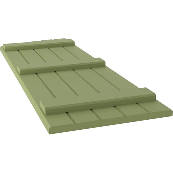 Ekena Millwork Americraft 5-Board (3 Batten) Wood Joined Board-n-Batten Shutters w/Ellipt Top, ARW401BE518X36MGH, PR - ARW401BE518X36MGH