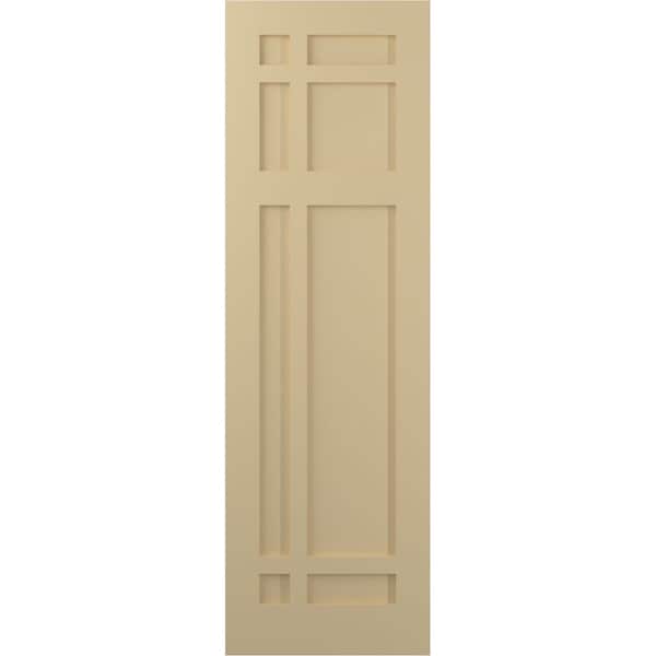 Ekena Millwork True Fit PVC San Juan Capistrano Mission Style Fixed Mount Shutters, Natural Twine, 18W x 55H, PR - TFP001SJ18X055NT