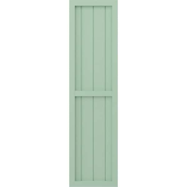 Ekena Millwork Americraft 4-Board Exterior Wood 2 Equal Panel Framed Board-n-Batten Shutters, ARW101BF414X33SGH, PR - ARW101BF414X33SGH
