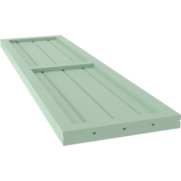 Ekena Millwork Americraft 4-Board Exterior Wood 2 Equal Panel Framed Board-n-Batten Shutters, ARW101BF414X33SGH, PR - ARW101BF414X33SGH
